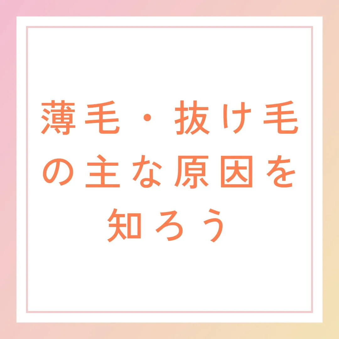 薄毛・抜け毛の主な原因を知ろう🔍