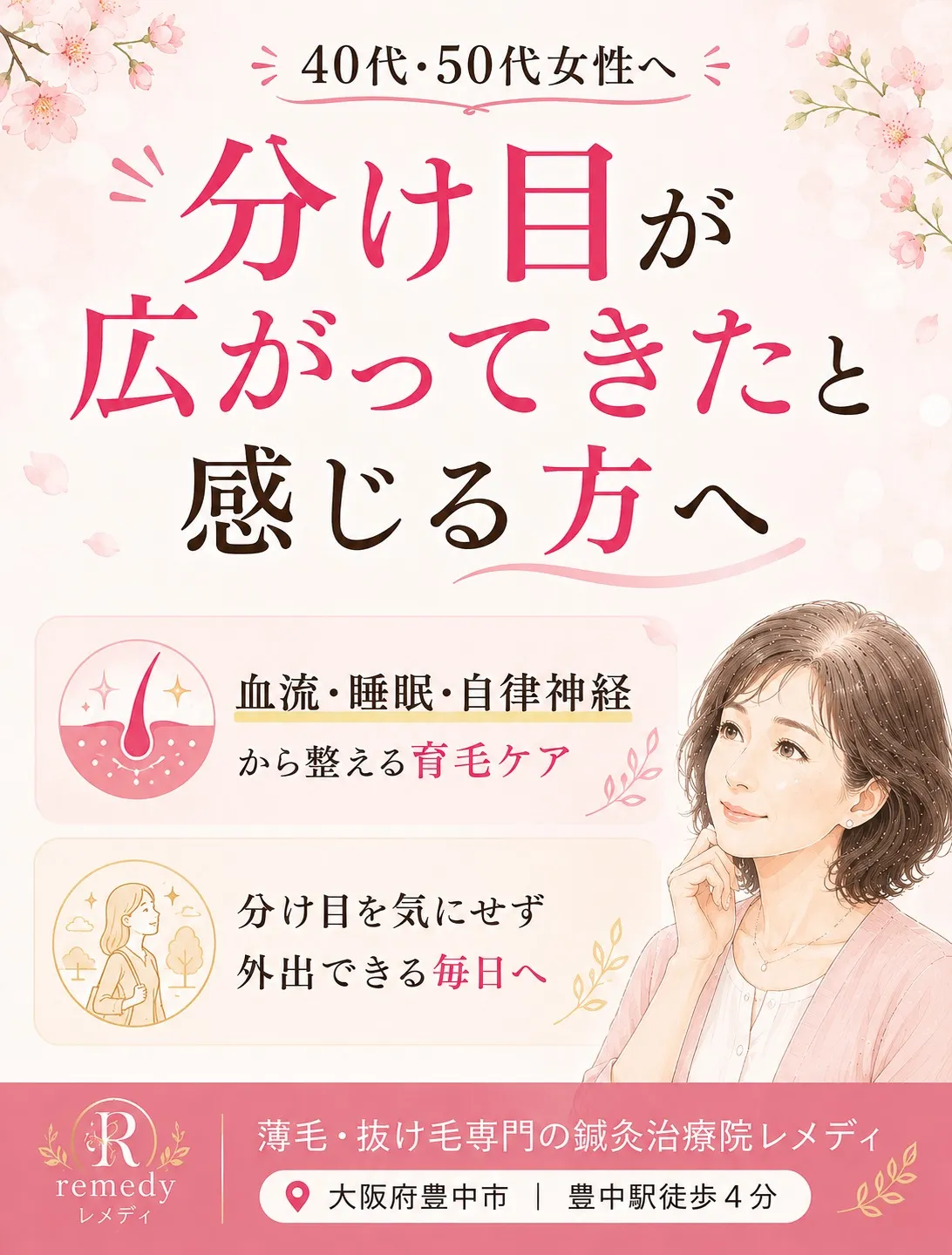 「最近、分け目が広がってきた気がする…」